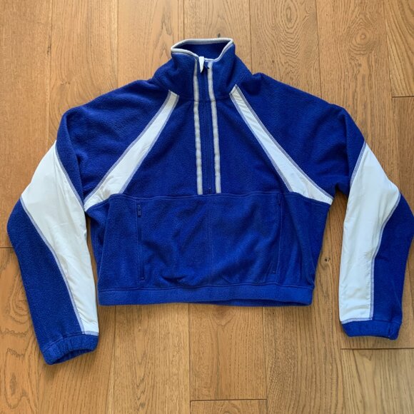 Free People Movement So Fly Half Zip Pullover Fleece Crop Jacket Blue Size XS - Picture 3 of 9